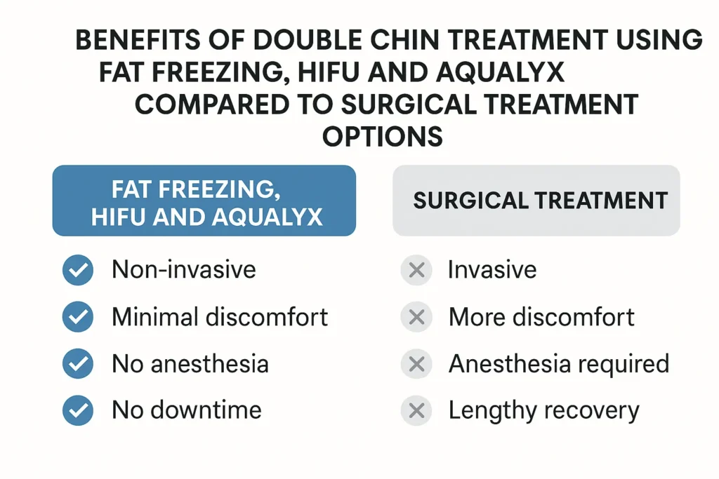Graphic about the benefits of double chin treatment Northamptonshire - from LA LIPO