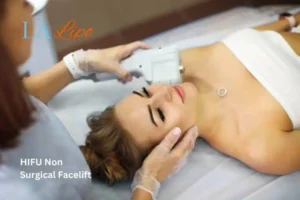 Woman having Hi-Fu to reduce wrinkles Northamptonshire.