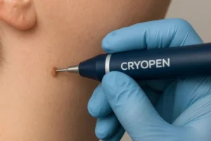 Person receiving skin tag removal Northamptonshire
